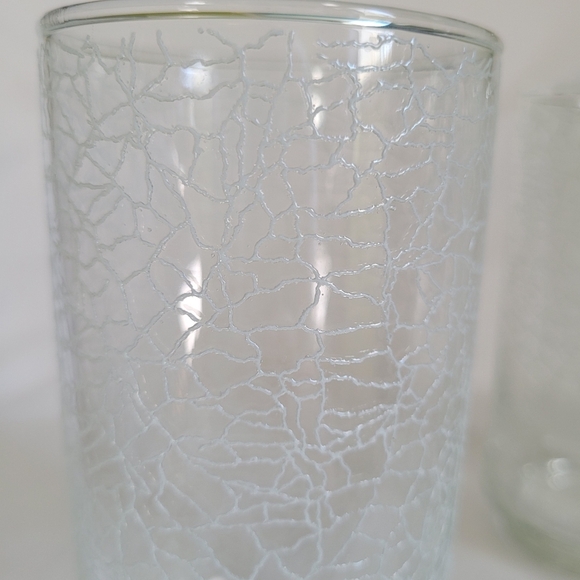 Set of 4 Vintage White Crackle Glass Highball Tall Glasses Approx 5.5x2.75" - Picture 2 of 6